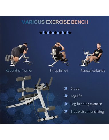HOMCOM 2-IN-1 Core&Abdominal Trainers, Ab Trainer and Sit Up Bench, Core Muscle Trainer w/ Foam Roller, Adjustable Fitness Crunc