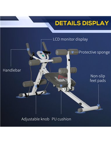 HOMCOM 2-IN-1 Core&Abdominal Trainers, Ab Trainer and Sit Up Bench, Core Muscle Trainer w/ Foam Roller, Adjustable Fitness Crunc