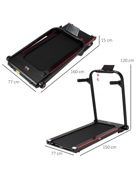 HOMCOM 750W Folding Treadmill, 1-14km/h Electric Running Machine w/ Wheels, Safety Button, LED Monitor for Jogging Fitness Exerc - pic 72117 | FastDaddyshop