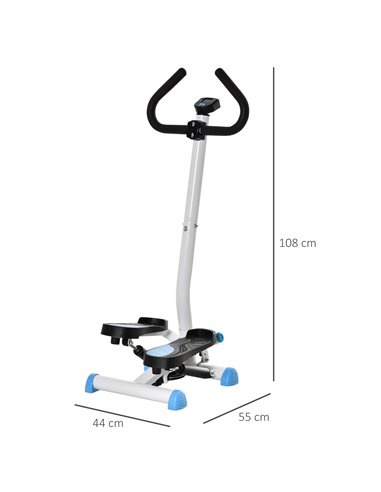 HOMCOM Adjustable Stepper Aerobic Ab Exercise Fitness Workout Machine with LCD Screen & Handlebars, Blue A90-263BU