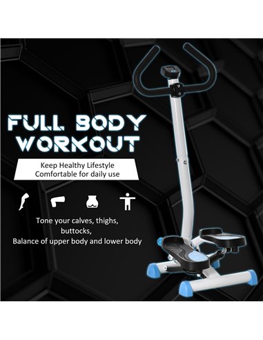 HOMCOM Adjustable Stepper Aerobic Ab Exercise Fitness Workout Machine with LCD Screen & Handlebars, Blue A90-263BU
