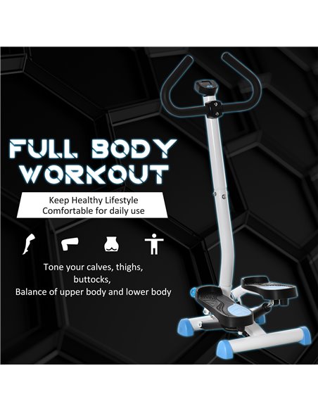 HOMCOM Adjustable Stepper Aerobic Ab Exercise Fitness Workout Machine with LCD Screen & Handlebars, Blue A90-263BU - pic 72164 | FastDaddyshop