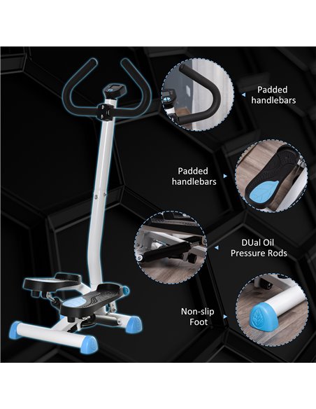 HOMCOM Adjustable Stepper Aerobic Ab Exercise Fitness Workout Machine with LCD Screen & Handlebars, Blue A90-263BU - pic 72166 | FastDaddyshop