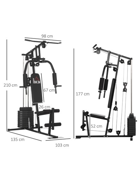 HOMCOM Multifunction Home Gym Machine, with 45kg Weight Stacks, for Strength Training A91-176 - pic 72171 | FastDaddyshop