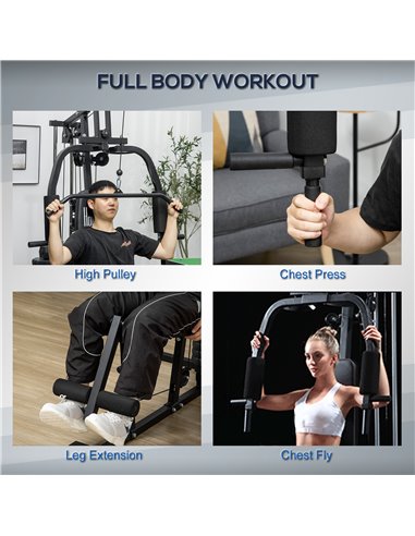 HOMCOM Multifunction Home Gym Machine, with 45kg Weight Stacks, for Strength Training A91-176