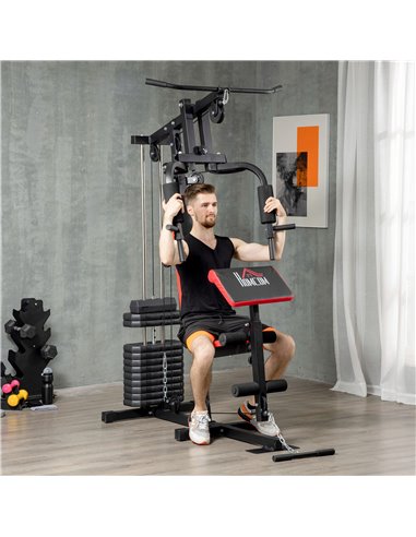 HOMCOM Multi Gym with Weights, Multifunction Home Gym Machine with 66kg Weight Stack for Full Body Workout and Strength Training