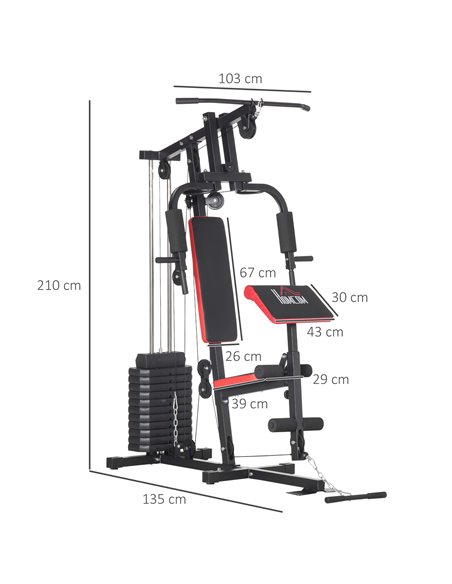 HOMCOM Multi Gym with Weights, Multifunction Home Gym Machine with 66kg Weight Stack for Full Body Workout and Strength Training - pic 72198 | FastDaddyshop