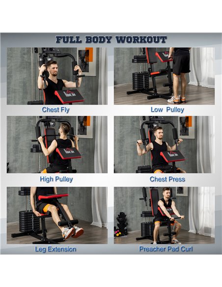 HOMCOM Multi Gym with Weights, Multifunction Home Gym Machine with 66kg Weight Stack for Full Body Workout and Strength Training - pic 72199 | FastDaddyshop