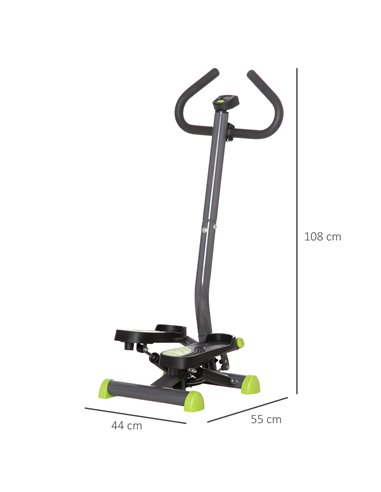 HOMCOM Adjustable Stepper Aerobic Ab Exercise Fitness Workout Machine with LCD Screen & Handlebars, Grey A90-263GY