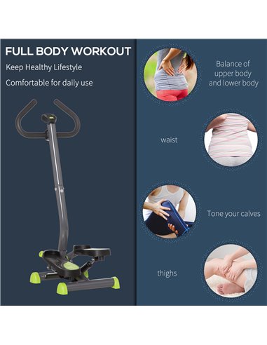 HOMCOM Adjustable Stepper Aerobic Ab Exercise Fitness Workout Machine with LCD Screen & Handlebars, Grey A90-263GY