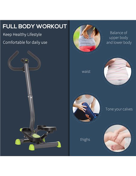 HOMCOM Adjustable Stepper Aerobic Ab Exercise Fitness Workout Machine with LCD Screen & Handlebars, Grey A90-263GY - pic 72209 | FastDaddyshop