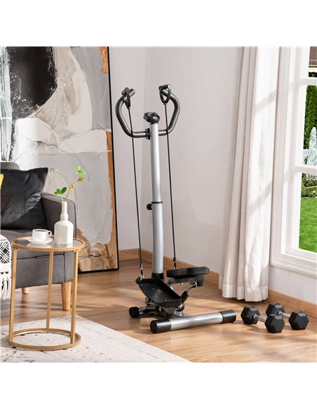 HOMCOM Adjustable Twist Stepper Fitness Step Machine, LCD Screen, Height-Adjust Handlebars, Home Gym, Silver and Black A90-279V0 - pic 72242 | FastDaddyshop