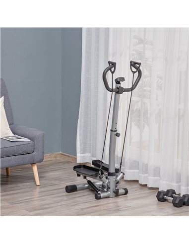 HOMCOM Adjustable Twist Stepper Fitness Step Machine, LCD Screen, Height-Adjust Handlebars, Home Gym, Silver and Black A90-279V0