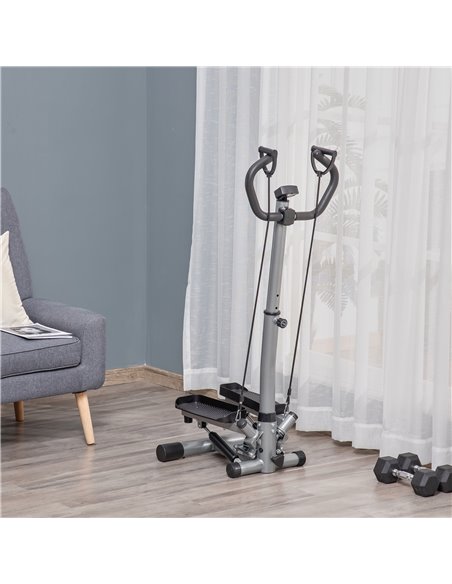 HOMCOM Adjustable Twist Stepper Fitness Step Machine, LCD Screen, Height-Adjust Handlebars, Home Gym, Silver and Black A90-279V0 - pic 72249 | FastDaddyshop