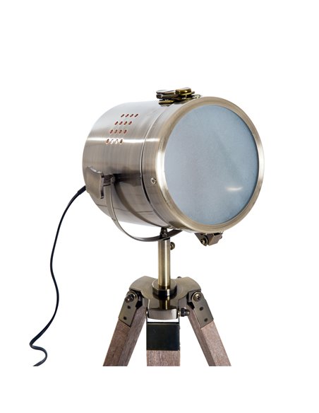 HOMCOM Vintage Tripod Table Desk Lamp Bedside Light Spotlight Brass Antique Searchlight Wooden Base B31-075 - pic 72254 | FastDaddyshop