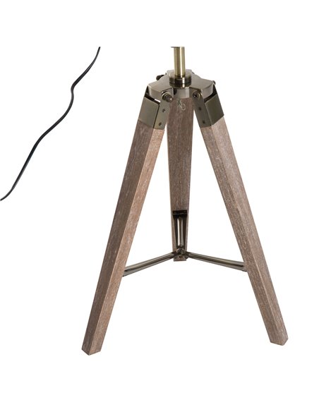 HOMCOM Vintage Tripod Table Desk Lamp Bedside Light Spotlight Brass Antique Searchlight Wooden Base B31-075 - pic 72255 | FastDaddyshop