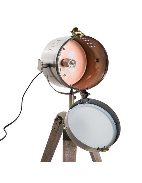 HOMCOM Vintage Tripod Table Desk Lamp Bedside Light Spotlight Brass Antique Searchlight Wooden Base B31-075 - pic 72257 | FastDaddyshop