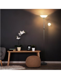 HOMCOM Modern Floor Reading Lamp 179.5cm, Silver and White B31-188V70 2