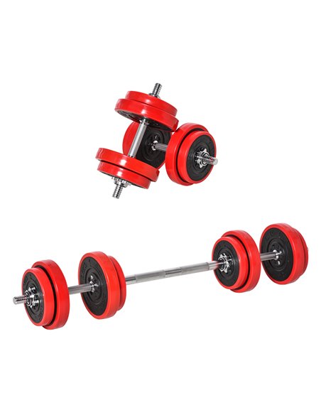 HOMCOM Adjustable Dumbbell & Barbell Set, 20KGS, Red A91-155 - pic 72295 | FastDaddyshop