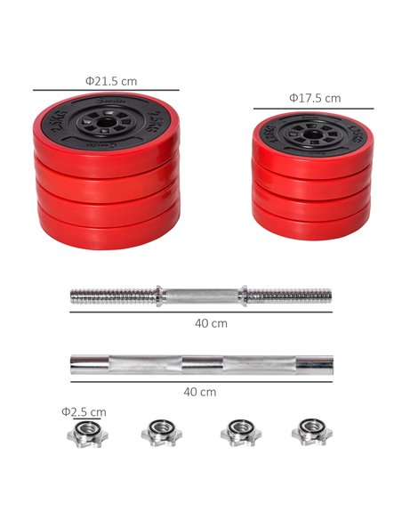 HOMCOM Adjustable Dumbbell & Barbell Set, 20KGS, Strength Training, Muscle Exercise, Fitness Plate, Bar Clamp, Home Gym, Sports  - pic 72297 | FastDaddyshop