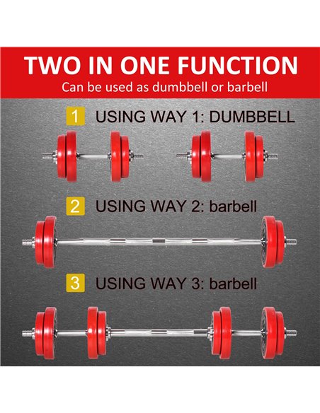 HOMCOM Adjustable Dumbbell & Barbell Set, 20KGS, Strength Training, Muscle Exercise, Fitness Plate, Bar Clamp, Home Gym, Sports  - pic 72298 | FastDaddyshop