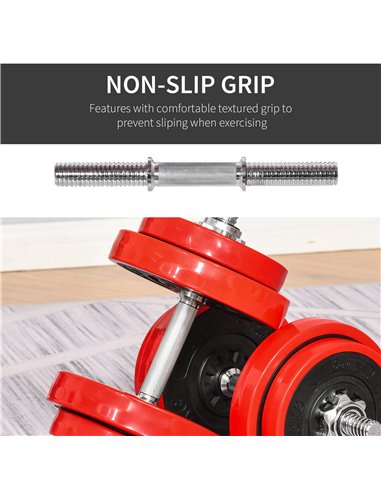 HOMCOM Adjustable Dumbbell & Barbell Set, 20KGS, Strength Training, Muscle Exercise, Fitness Plate, Bar Clamp, Home Gym, Sports 