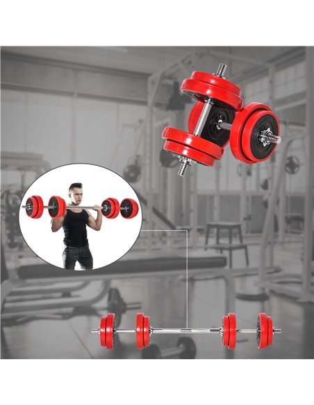 HOMCOM Adjustable Dumbbell & Barbell Set, 20KGS, Strength Training, Muscle Exercise, Fitness Plate, Bar Clamp, Home Gym, Sports  - pic 72303 | FastDaddyshop