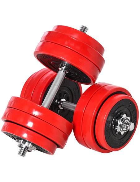 HOMCOM 30KGS Two-In-One Dumbbell & Barbell, Red A91-156 - pic 72304 | FastDaddyshop