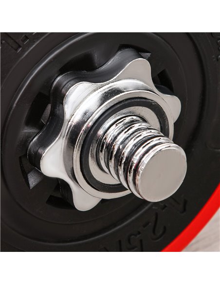 HOMCOM 30KGS Two-In-One Dumbbell & Barbell Adjustable Set Strength Muscle Exercise Fitness Plate Bar Clamp Rod Home Gym Sports A - pic 72311 | FastDaddyshop