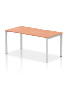 Dynamic Evolve Plus 1600mm Single Starter Office Bench Desk Beech Top Silver Frame BE128