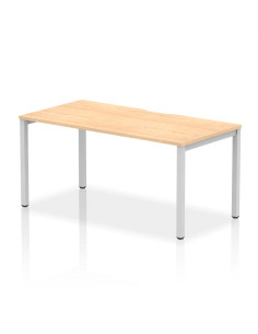 Dynamic Evolve Plus 1600mm Single Starter Office Bench Desk Maple Top Silver Frame BE129
