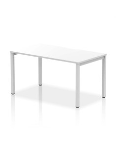 Dynamic Evolve Plus 1400mm Single Starter Office Bench Desk White Top Silver Frame BE131