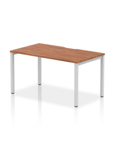Dynamic Evolve Plus 1400mm Single Starter Office Bench Desk Walnut Top Silver Frame BE132