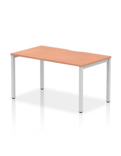 Dynamic Evolve Plus 1400mm Single Starter Office Bench Desk Beech Top Silver Frame BE133