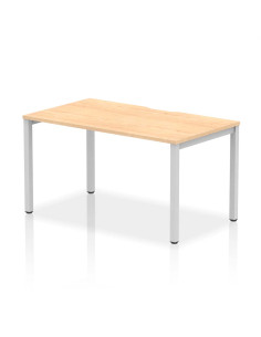 Dynamic Evolve Plus 1400mm Single Starter Office Bench Desk Maple Top Silver Frame BE134