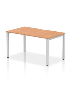 Dynamic Evolve Plus 1400mm Single Starter Office Bench Desk Oak Top Silver Frame BE135