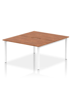 Dynamic Evolve Plus 1400mm B2B 2 Person Office Bench Desk Walnut Top White Frame BE152