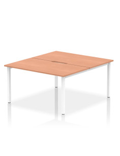 Dynamic Evolve Plus 1400mm B2B 2 Person Office Bench Desk Beech Top White Frame BE153