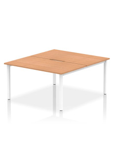 Dynamic Evolve Plus 1400mm B2B 2 Person Office Bench Desk Oak Top White Frame BE155