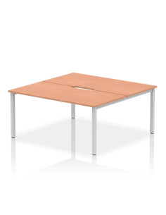 Dynamic Evolve Plus 1600mm B2B 2 Person Office Bench Desk Beech Top Silver Frame BE168