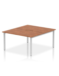 Dynamic Evolve Plus 1400mm B2B 2 Person Office Bench Desk Walnut Top Silver Frame BE172