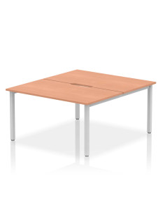 Dynamic Evolve Plus 1400mm B2B 2 Person Office Bench Desk Beech Top Silver Frame BE173