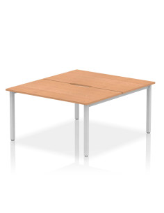 Dynamic Evolve Plus 1400mm B2B 2 Person Office Bench Desk Oak Top Silver Frame BE175