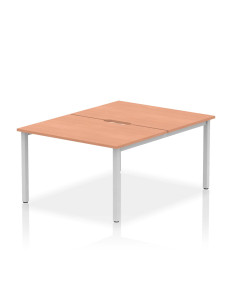 Dynamic Evolve Plus 1200mm B2B 2 Person Office Bench Desk Beech Top Silver Frame BE178