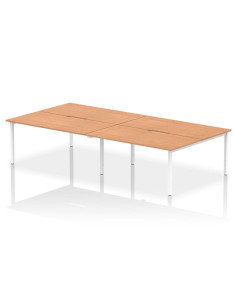 Dynamic Evolve Plus 1600mm B2B 4 Person Office Bench Desk Oak Top White Frame BE230