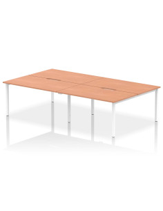 Dynamic Evolve Plus 1400mm B2B 4 Person Office Bench Desk Beech Top White Frame BE233