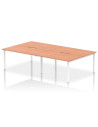 Dynamic Evolve Plus 1400mm B2B 4 Person Office Bench Desk Beech Top White Frame BE233