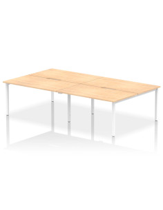 Dynamic Evolve Plus 1400mm B2B 4 Person Office Bench Desk Maple Top White Frame BE234