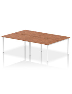 Dynamic Evolve Plus 1200mm B2B 4 Person Office Bench Desk Walnut Top White Frame BE237