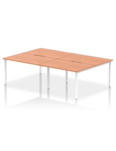 Dynamic Evolve Plus 1200mm B2B 4 Person Office Bench Desk Beech Top White Frame BE238